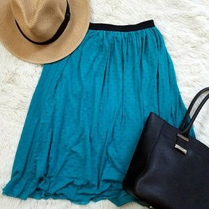 Downeast basics teal flowy circle skirt